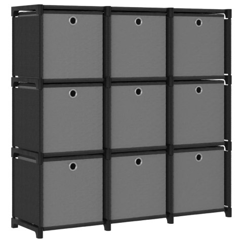 REGAŁ Z 9 PRZEGRODAMI PUDEŁKA CZARNY 103X30X175,5CM TKANINA