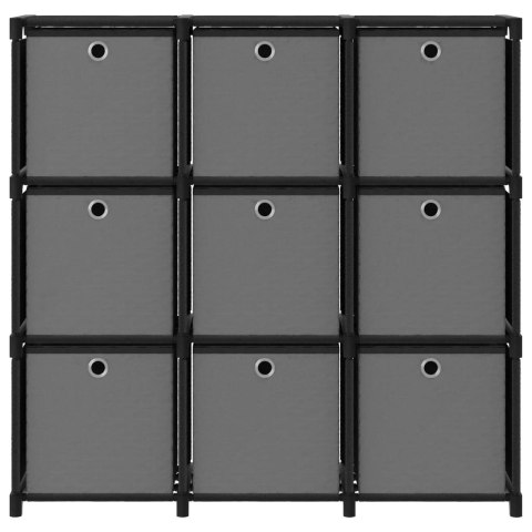 REGAŁ Z 9 PRZEGRODAMI PUDEŁKA CZARNY 103X30X175,5CM TKANINA