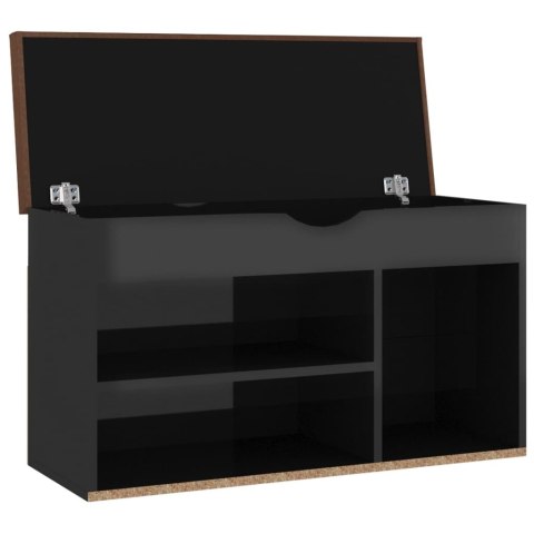 ŁAWKA NA BUTY Z PODUSZKĄ POŁYSK CZARNA 80X30X47CM