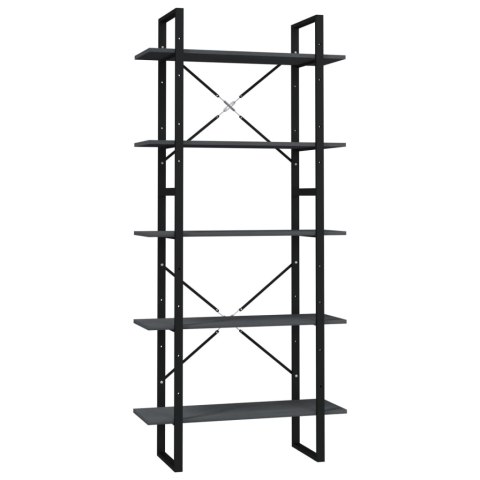 5-POZIOMOWY REGAŁ NA KSIĄŻKI SZARY 80X30X175CM SOSNOWY