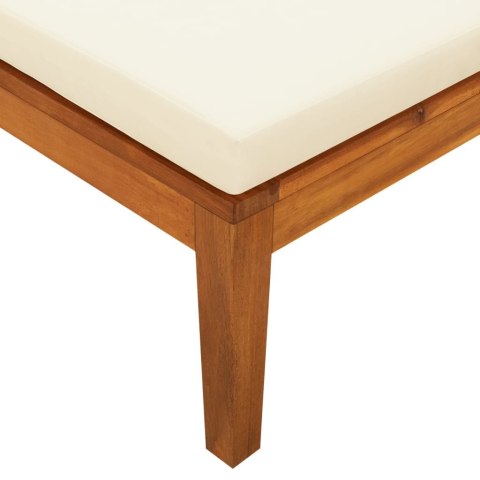 LEŻAK OGRODOWY Z KREMOWĄ PODUSZKĄ DREWNO AKACJOWE