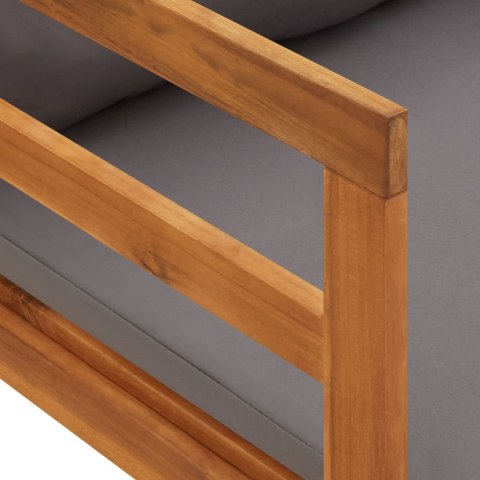 LEŻAK OGRODOWY Z PODUSZKAMI CIEMNOSZARY DREWNO AKACJOWE