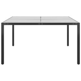 STOLIK OGRODOWY ANTRACYTOWY 130X130X72CM STAL I SZKŁO