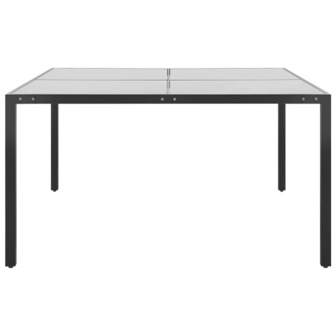 STOLIK OGRODOWY ANTRACYTOWY 130X130X72CM STAL I SZKŁO