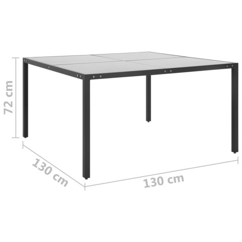 STOLIK OGRODOWY ANTRACYTOWY 130X130X72CM STAL I SZKŁO