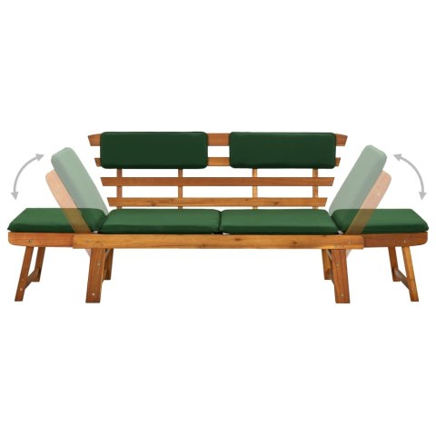 ŁAWKA OGRODOWA Z PODUSZKAMI 2-W-1 190CM DREWNO AKACJOWE