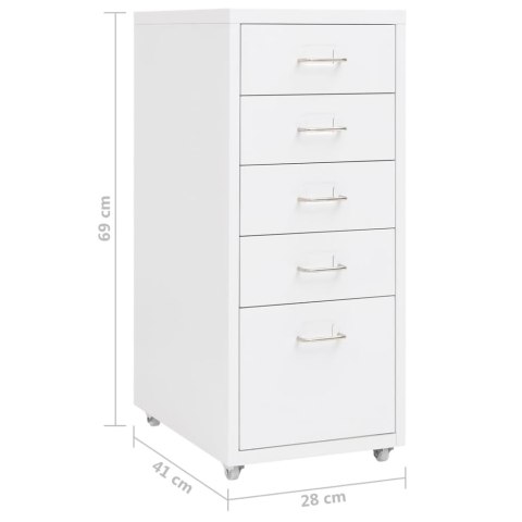 MOBILNA SZAFKA KARTOTEKOWA BIAŁA 28X41X69CM METALOWA