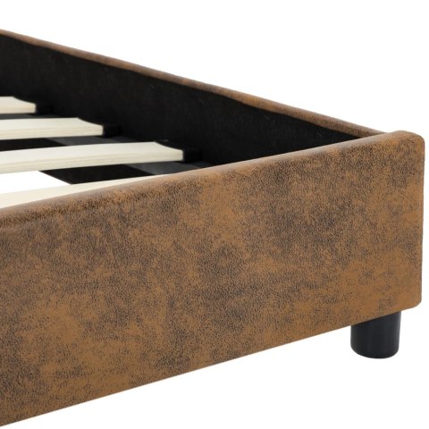 RAMA ŁÓŻKA 160X200CM BRĄZOWA SKÓRA ZAMSZOWA