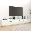 SZAFKA POD TV Z OŚWIETLENIEM LED BIAŁA 260X35X40CM
