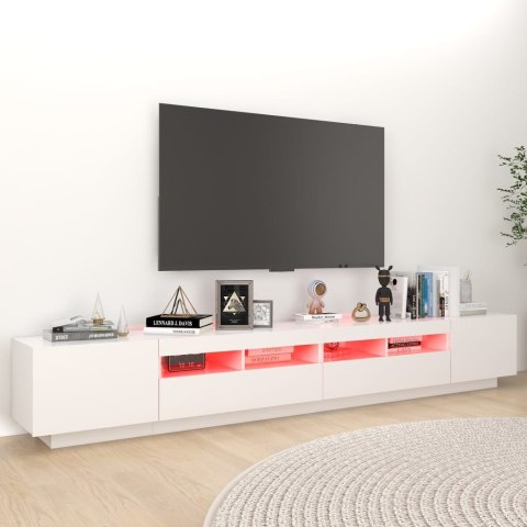 SZAFKA POD TV Z OŚWIETLENIEM LED BIAŁA 260X35X40CM