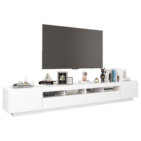 SZAFKA POD TV Z OŚWIETLENIEM LED BIAŁA 260X35X40CM