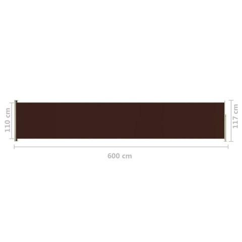 WYSUWANA MARKIZA BOCZNA NA TARAS 117X600CM BRĄZOWA