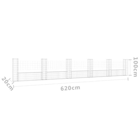 OGRODZENIE GABIONOWE GABION Z 6 SŁUPKAMI 620X20X100CM