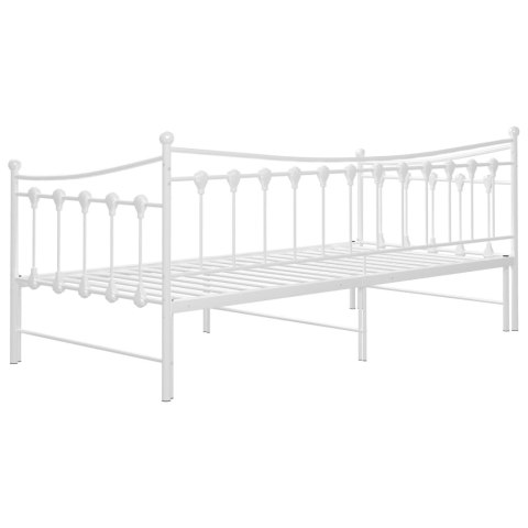 SOFA Z WYSUWANĄ RAMĄ ŁÓŻKA BIAŁA METALOWA 90X200CM