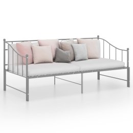 SOFA Z WYSUWANĄ RAMĄ ŁÓŻKA SZARA METALOWA 90X200CM