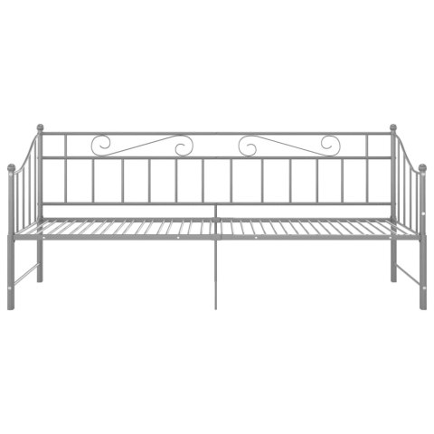 SOFA Z WYSUWANĄ RAMĄ ŁÓŻKA SZARA METALOWA 90X200CM