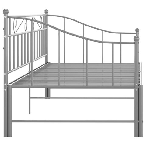 SOFA Z WYSUWANĄ RAMĄ ŁÓŻKA SZARA METALOWA 90X200CM