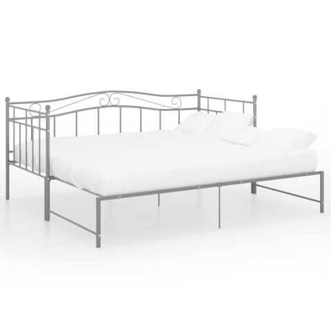 SOFA Z WYSUWANĄ RAMĄ ŁÓŻKA SZARA METALOWA 90X200CM