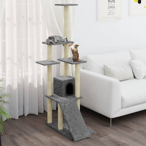 DRAPAK DLA KOTA ZE SŁUPKAMI SIZALOWYMI JASNOSZARY 155CM