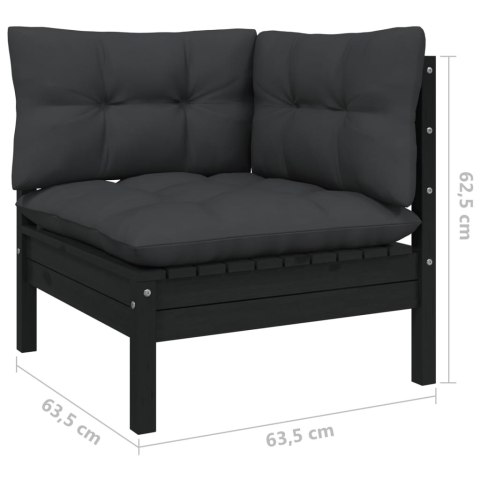 2-OSOBOWA SOFA OGRODOWA Z ANTRACYTOWYMI PODUSZKAMI SOSNOWA