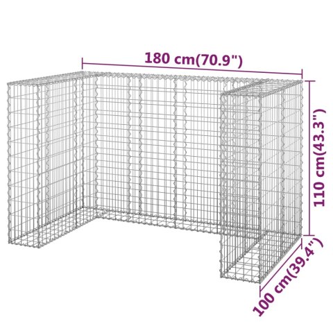 GABIONOWA GABION OSŁONA DO KOSZY NA ŚMIECI 180X100X110CM