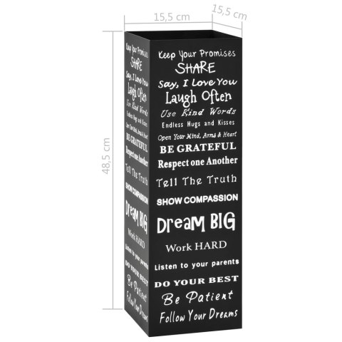 STOJAK NA PARASOLE Z KRÓTKIMI SENTENCJAMI STALOWY CZARNY