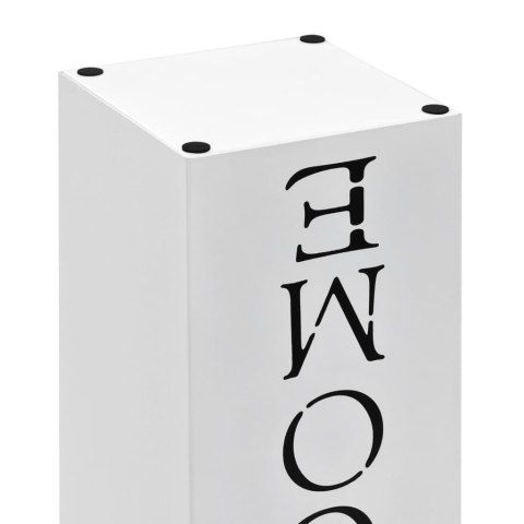 STOJAK NA PARASOLE Z NAPISEM WELCOME STALOWY BIAŁY