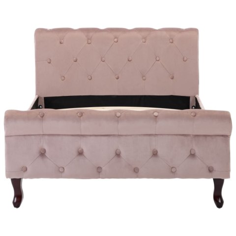 RAMA ŁÓŻKA RÓŻOWA TAPICEROWANA AKSAMITEM 100X200CM