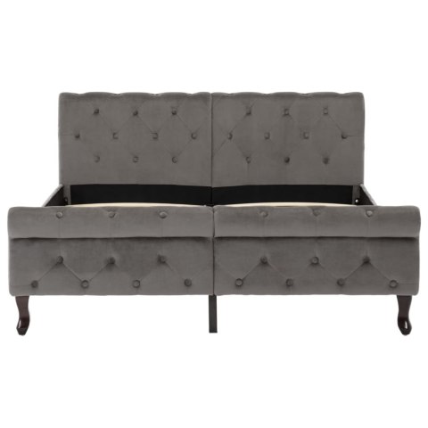 RAMA ŁÓŻKA SZARA TAPICEROWANA AKSAMITEM 140X200CM