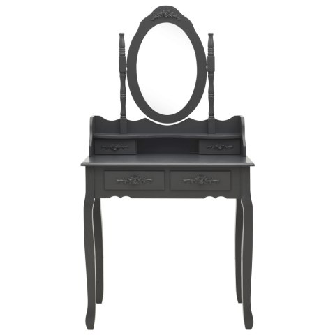 TOALETKA ZE STOŁKIEM SZARA 75X69X140CM DREWNO PAULOWNI