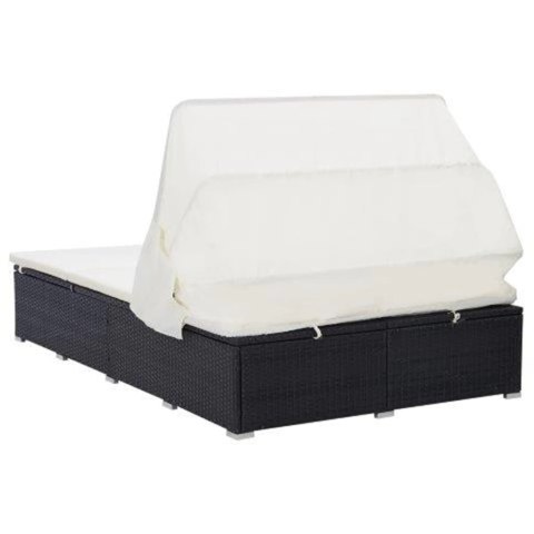 2-OSOBOWY LEŻAK Z PODUSZKĄ POLIRATTAN CZARNY