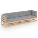 4-OSOBOWA SOFA OGRODOWA Z PODUSZKAMI DREWNO SOSNOWE