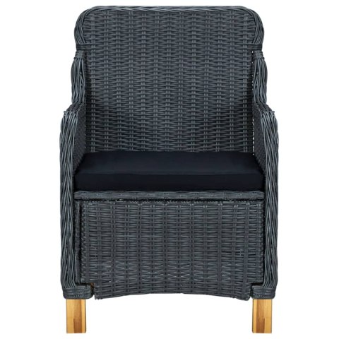 KRZESŁA OGRODOWE Z PODUSZKAMI 2 SZT. POLIRATTAN CIEMNOSZARE