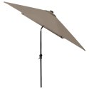 PARASOL Z LAMPKAMI LED NA STALOWYM SŁUPKU KOLOR TAUPE 2X3 M