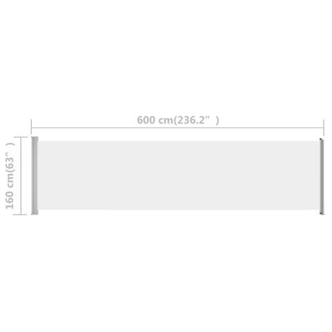 WYSUWANA MARKIZA BOCZNA NA TARAS 600X160CM KREMOWA