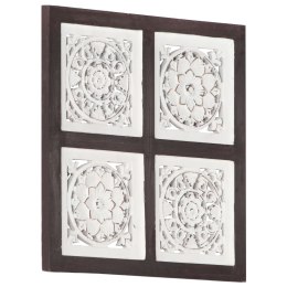 RĘCZNIE RZEŹBIONY PANEL ŚCIENNY MDF 40X40X15CM BRĄZ I BIEL