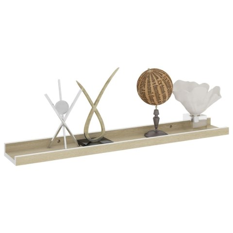 PÓŁKI ŚCIENNE 2 SZT BIEL I DĄB SONOMA 60X9X3CM