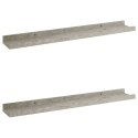 PÓŁKI ŚCIENNE 2 SZT. SZAROŚĆ BETONU 60X9X3CM
