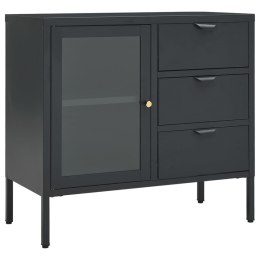 KOMODA ANTRACYTOWA 75X35X70CM STAL I SZKŁO HARTOWANE