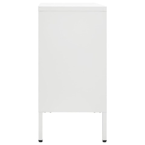 KOMODA BIAŁA 105X35X70CM STAL I SZKŁO HARTOWANE