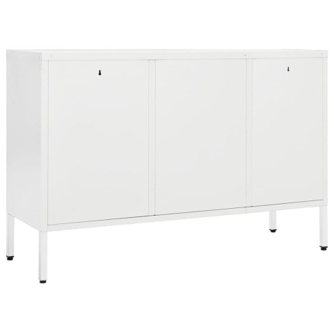 KOMODA BIAŁA 105X35X70CM STAL I SZKŁO HARTOWANE