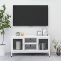 SZAFKA POD TELEWIZOR BIAŁA 105X35X52CM STAL I SZKŁO