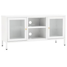 SZAFKA POD TELEWIZOR BIAŁA 105X35X52CM STAL I SZKŁO