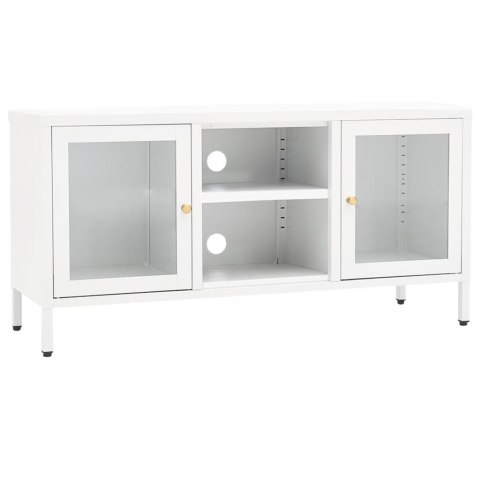 SZAFKA POD TELEWIZOR BIAŁA 105X35X52CM STAL I SZKŁO