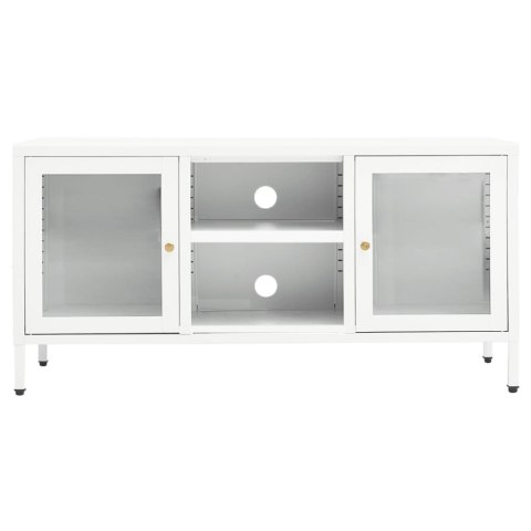 SZAFKA POD TELEWIZOR BIAŁA 105X35X52CM STAL I SZKŁO