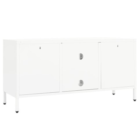 SZAFKA POD TELEWIZOR BIAŁA 105X35X52CM STAL I SZKŁO