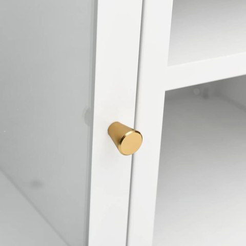 SZAFKA POD TELEWIZOR BIAŁA 105X35X52CM STAL I SZKŁO