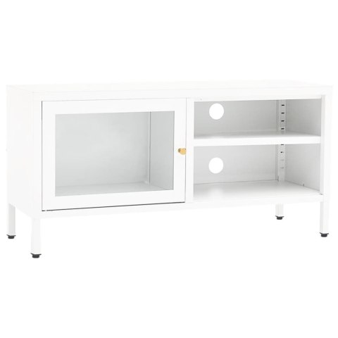 SZAFKA POD TELEWIZOR BIAŁA 90X30X44CM STAL I SZKŁO