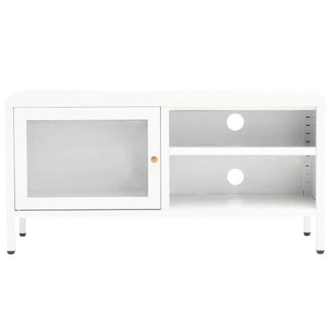 SZAFKA POD TELEWIZOR BIAŁA 90X30X44CM STAL I SZKŁO