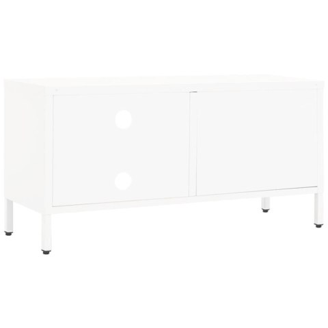 SZAFKA POD TELEWIZOR BIAŁA 90X30X44CM STAL I SZKŁO